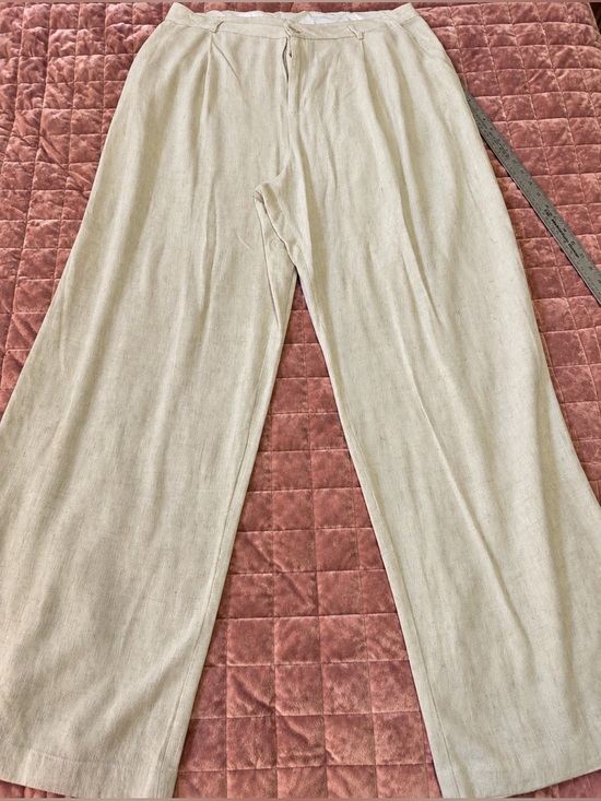 And Now This Pants - AND NOW THIS Women’s 2X Wide Leg Linen Blend Pants Ivory Natural Boho